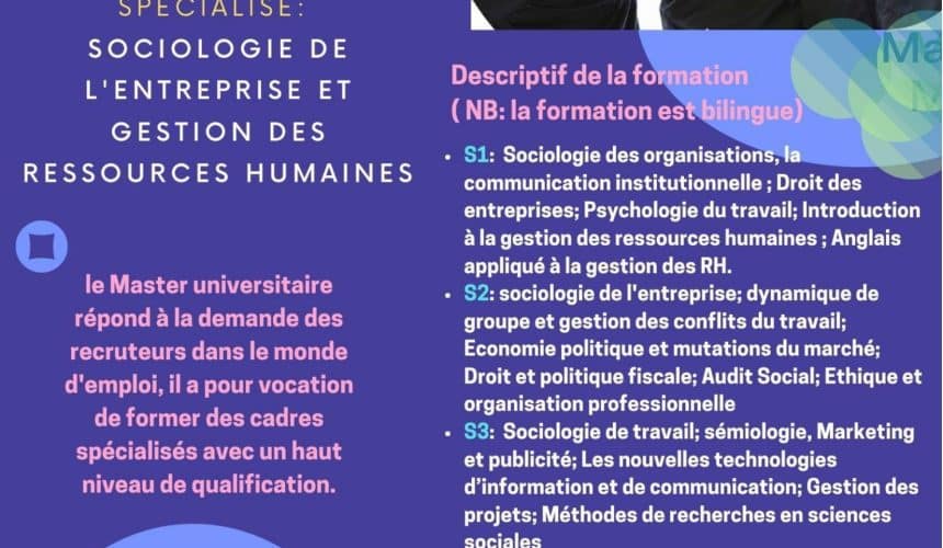 Master Sociologie de l’entreprise et gestion des ressources humaines